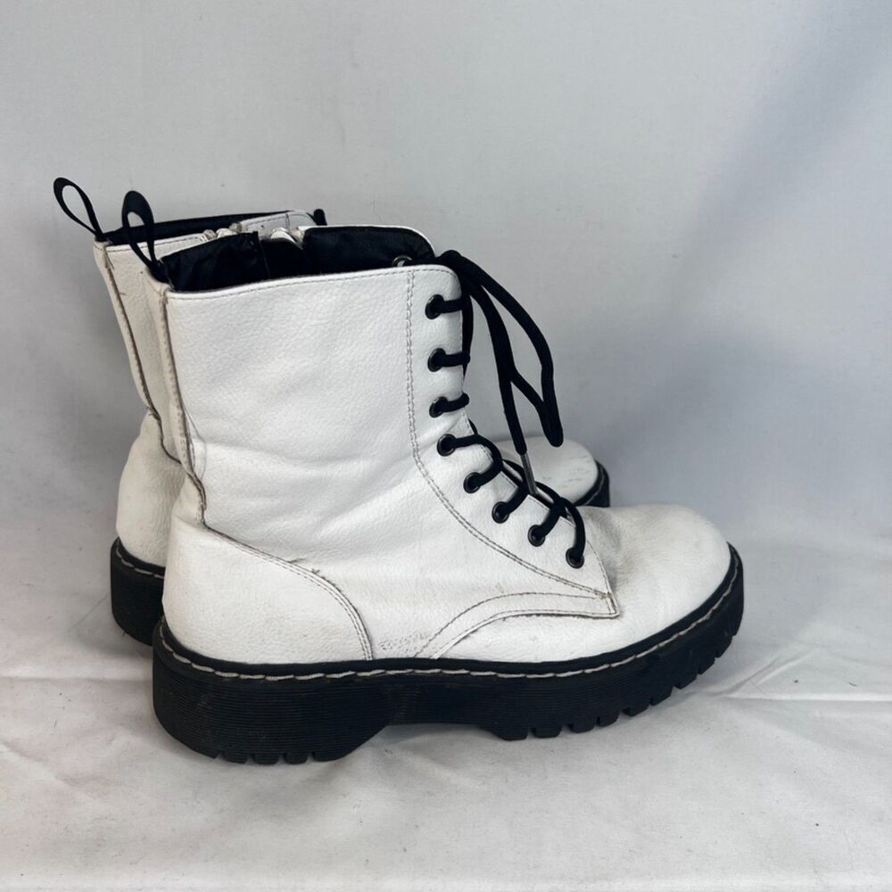 Sincerely Jules White Lace Up "Harley" Combat Hiking Boots Y2K Skater Size 8.5M - Picture 5 of 16